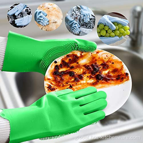 Oven Mitts Reusable Silicone Dishwashing Cleaning with Scrubber Manufactory